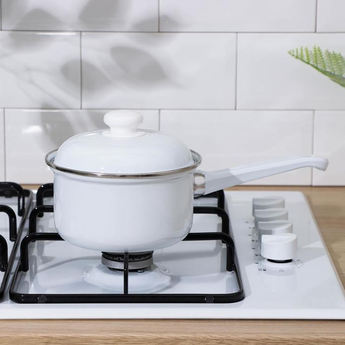 Ковш эмалированный цилиндрический, 1 л, без деколи, индукция, цвет белый Ковш эмалированный цилиндрический, 1 л, без деколи, индукция, цвет белый