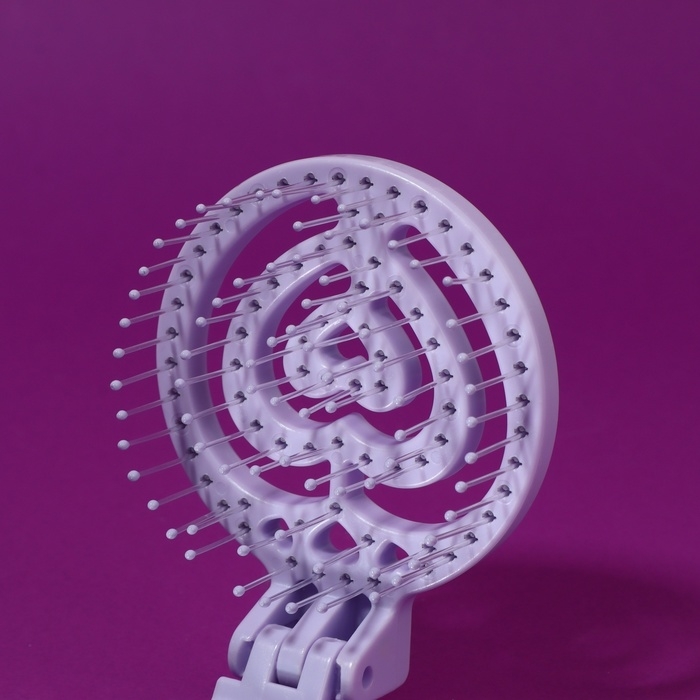 Расчёска массажная, складная, с зеркалом, d = 6,6 см, цвет сиреневый Расчёска массажная, складная, с зеркалом, d = 6,6 см, цвет сиреневый