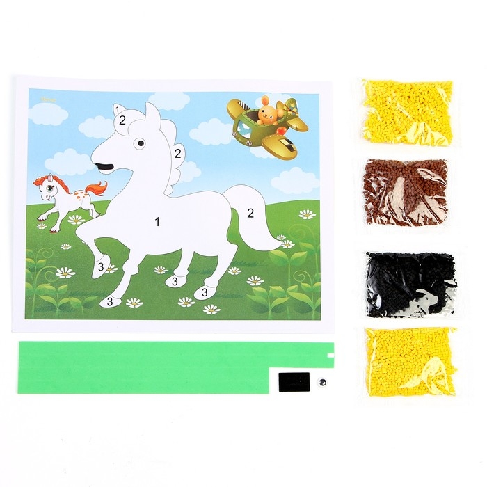 Набор для творчества: аппликация EVA крошкой и раскраска + маска на резинке «Живоные»