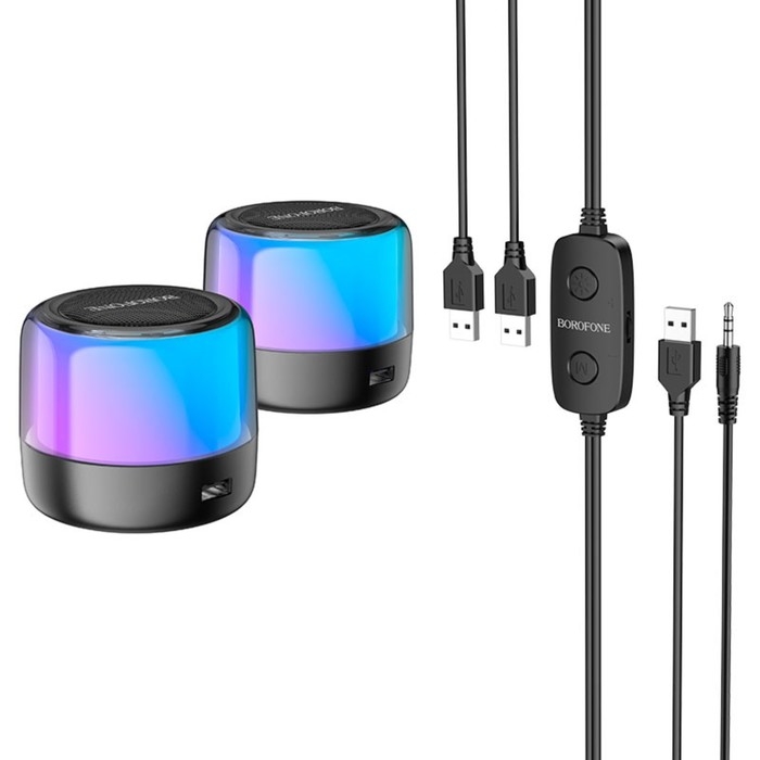 Портативная колонка Borofone BP12, 2в1, 10 ВТ, кабель 1.36 м, BT5.2, AUX, чёрная Портативная колонка Borofone BP12, 2в1, 10 ВТ, кабель 1.36 м, BT5.2, AUX, чёрная