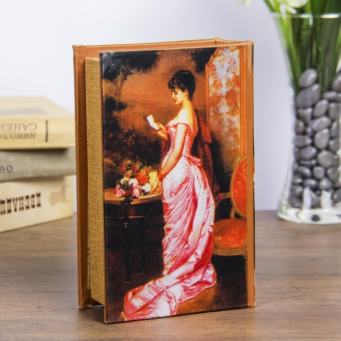 Сейф-книга дерево  Сейф-книга дерево "Леди в розовом" шёлк 17х11х5 см
