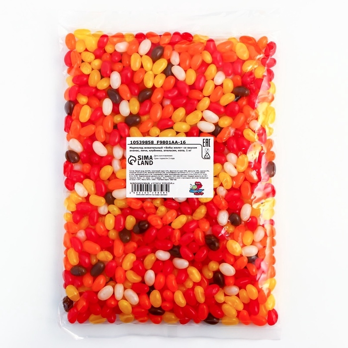 Мармелад жевательный Мармелад жевательный "Бобы желе" со вкусом ананас, личи, клубника, апельсин, кола, 1 кг
