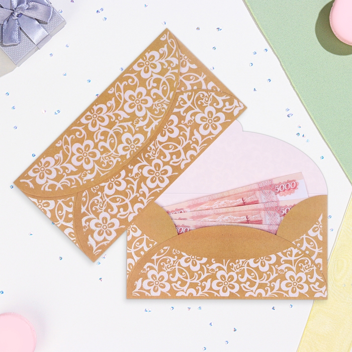 Конверт для денег Конверт для денег "Универсальный" белые цветы, 19 х 10 см