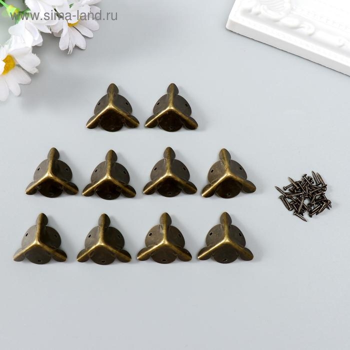Уголок металл Уголок металл "Треугольник" набор 10 шт+гвозд. бронза 1,8х1,8 см