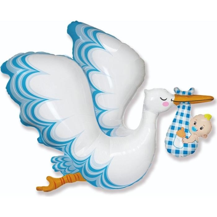 Шар фольгированный 38" &laquo;Аист с мальчиком&raquo;