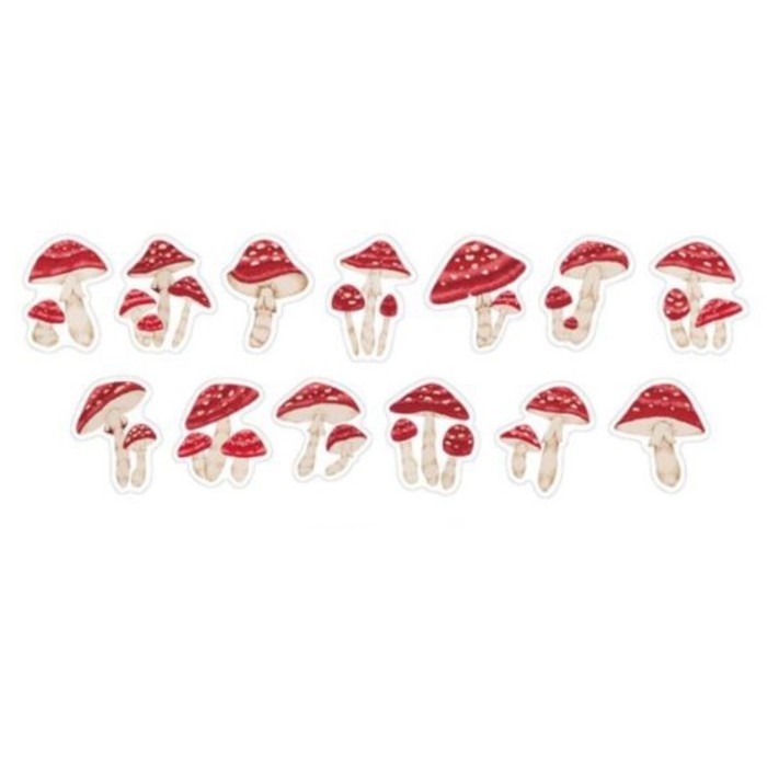 Наклейка бумага Наклейка бумага "Мухоморы" d=3 см 100 шт в рулоне 3,5х3,5 см