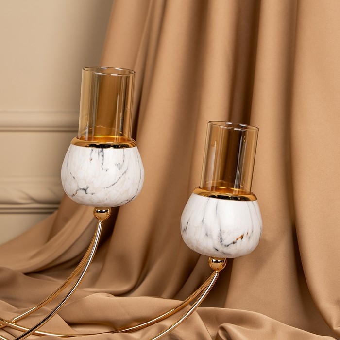 Подсвечник металл, стекло «Сплетение» на 4 свечи 47 х 10 х 28 см