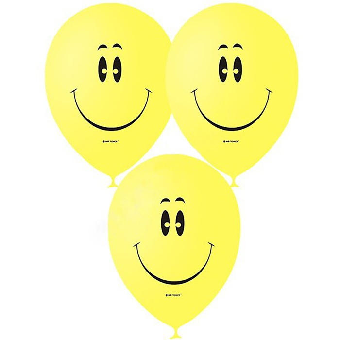 Шар латексный 12" «Смайл», пастель, 1-сторонний, набор 50 шт., цвет жёлтый