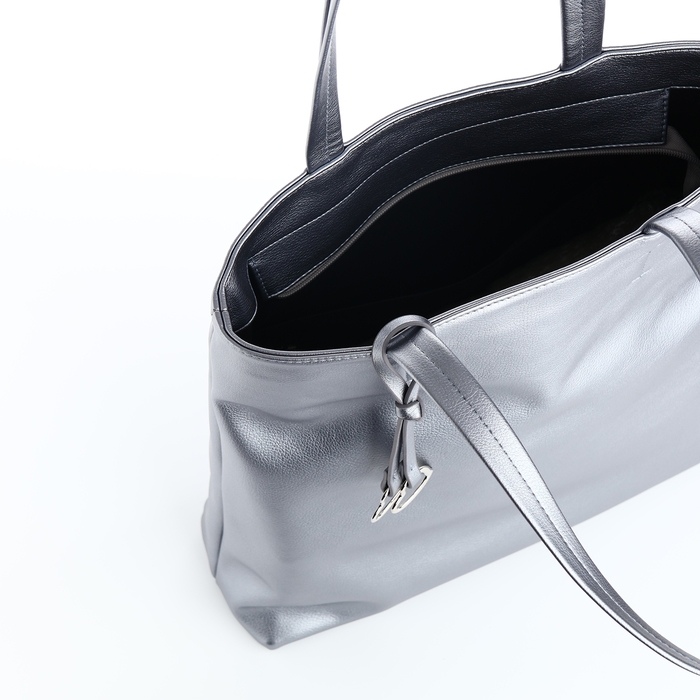 Сумка-шопер женская на молнии, цвет серебряный