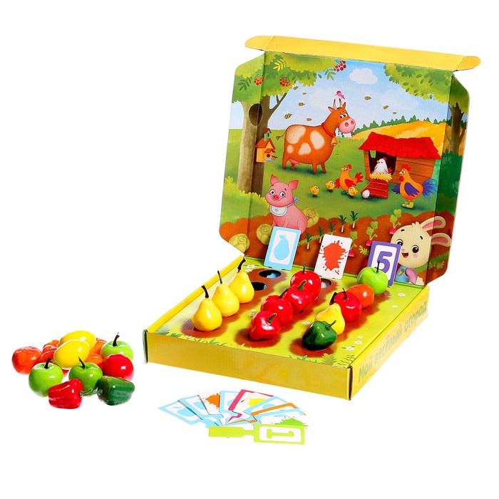 Обучающий набор «Мой весёлый огород», 40 фигурок, карточки, объёмное поле, по методике Монтессори Обучающий набор «Мой весёлый огород», 40 фигурок, карточки, объёмное поле, по методике Монтессори