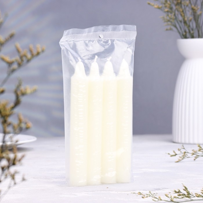 Набор свечей хозяйственных, 2,2х15,5 см, 6 ч, 60 г, 4 штуки Набор свечей хозяйственных, 2,2х15,5 см, 6 ч, 60 г, 4 штуки