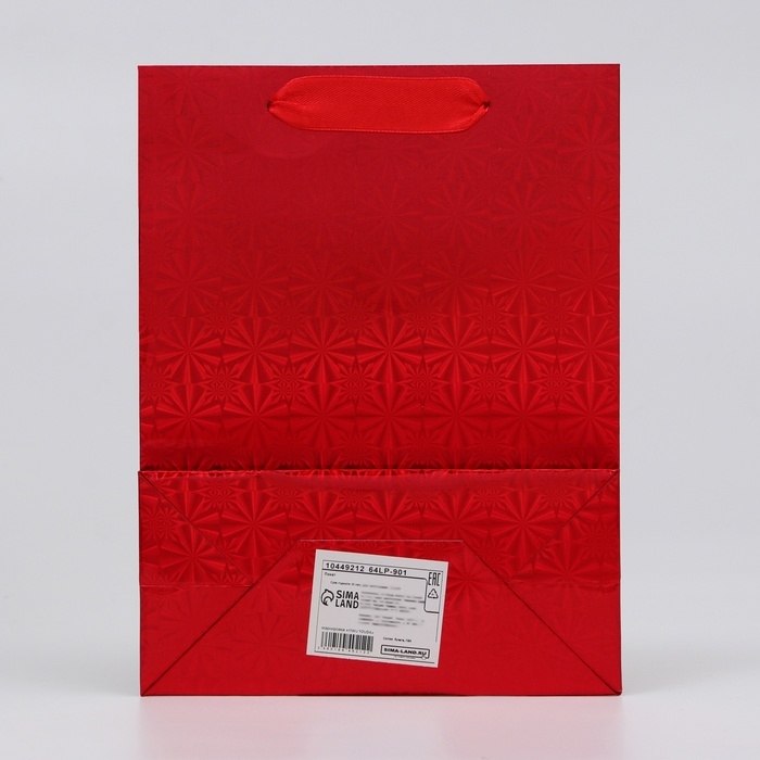 Пакет подарочный, фольгированный, упаковка, с окном,  Пакет подарочный, фольгированный, упаковка, с окном, "Красный", S 23,5 х18 х 8,5 см