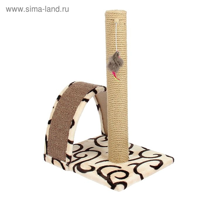 Когтеточка  Когтеточка "Столбик" с дугой и игрушкой, 35 х 30 х 54 см,  микс цветов