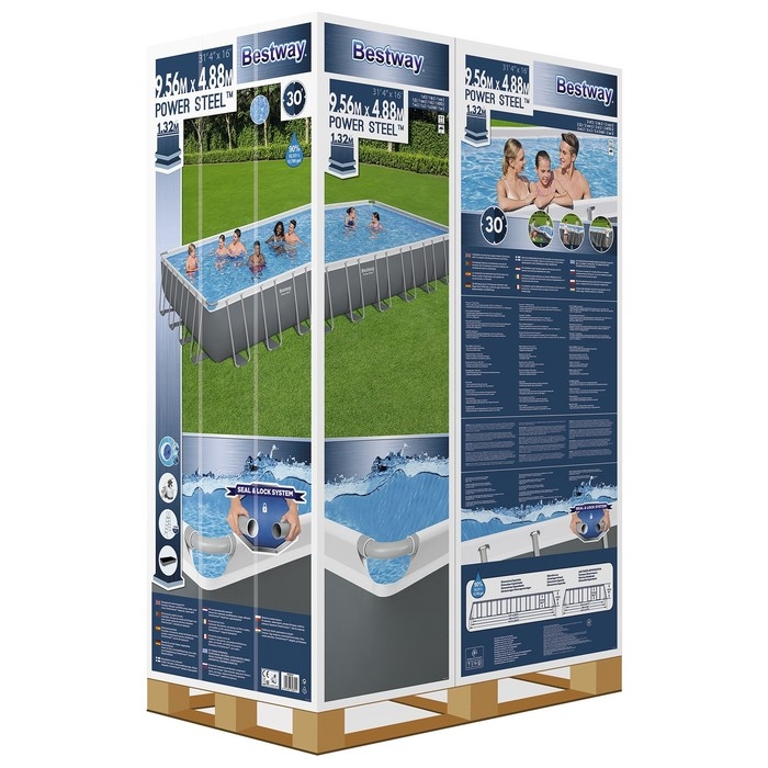 Бассейн каркасный Power Steel, 956 х 488 х 132 см, песчаный фильтр-насос, тент, лестница, 56623 Bestway Бассейн каркасный Power Steel, 956 х 488 х 132 см, песчаный фильтр-насос, тент, лестница, 56623 Bestway