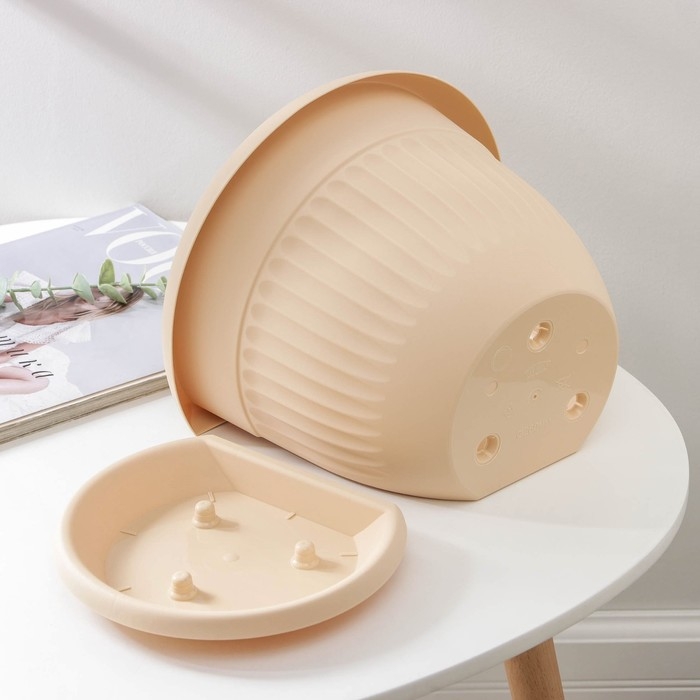 Горшок с поддоном настенный «Ливия», 4,6 л, цвет белая глина Горшок с поддоном настенный «Ливия», 4,6 л, цвет белая глина