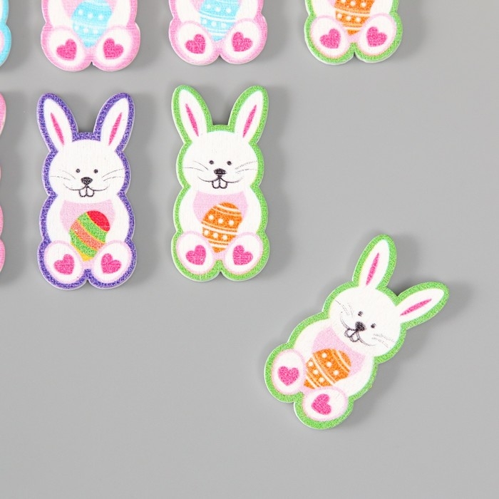 Декор для творчества дерево Декор для творчества дерево "Кролик с яйцом" набор 10 шт 4х1,8 см