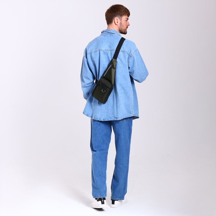 Сумка-слинг мужская из текстиля, цвет хаки Сумка-слинг мужская из текстиля, цвет хаки