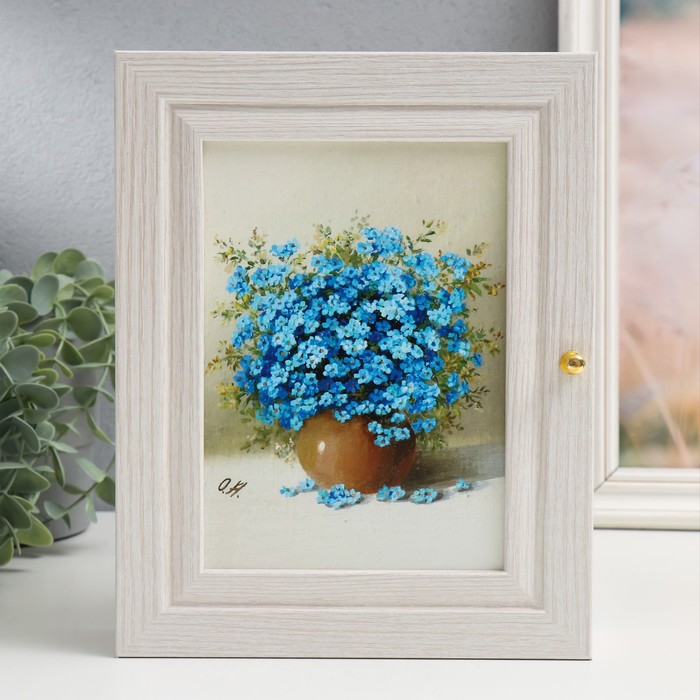 Ключница Ключница "Голубой букет" 19х24 см молочный дуб МИКС