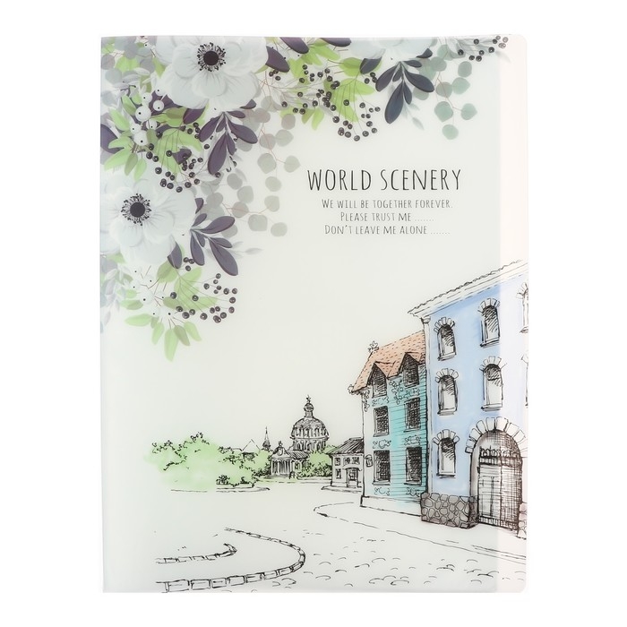 Папка формат А4, с 60 прозрачными файлами Папка формат А4, с 60 прозрачными файлами "Город", МИКС