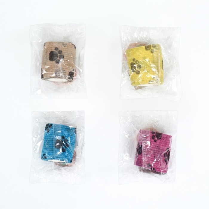 Бинт самофиксирующийся  Бинт самофиксирующийся "Лапки", 5 см, макс. растяжимость 4,5 м, микс цветов