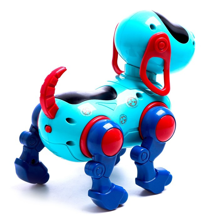Робот-собака IQ DOG, световые и звуковые эффекты, русские песенки, работает от батареек, цвет голубой Робот-собака IQ DOG, световые и звуковые эффекты, русские песенки, работает от батареек, цвет голубой