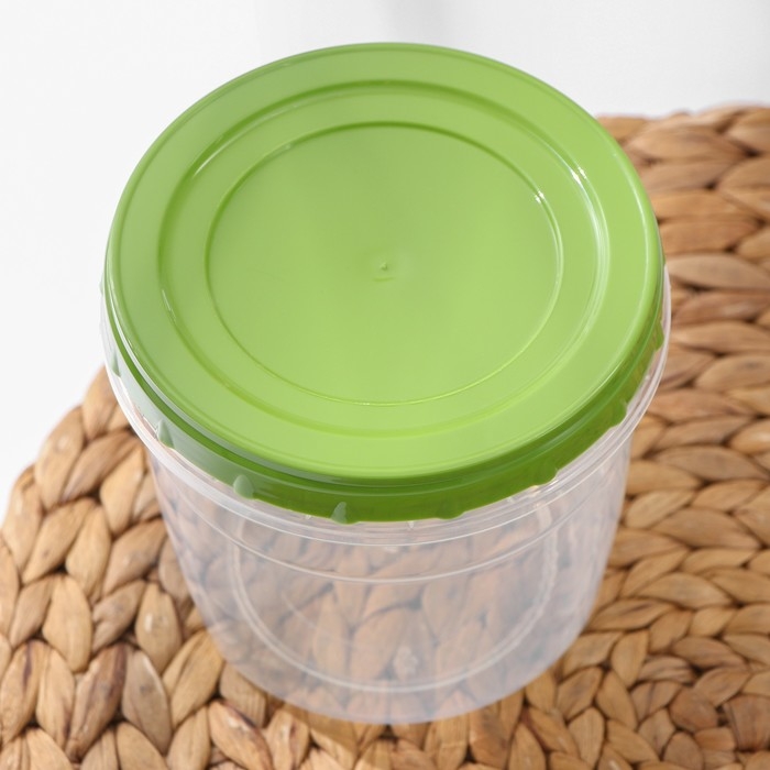 Банка для хранения продуктов, пластиковая, 1 л, прозрачная, крышка МИКС Банка для хранения продуктов, пластиковая, 1 л, прозрачная, крышка МИКС