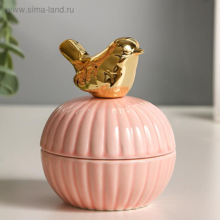 Шкатулка керамика Шкатулка керамика "Золотой воробушек" 10х8х8 см