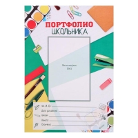 Папка школьная на кольцах «Портфолио школьника», 10 листов-разделителей, 24,5 х 32 см.