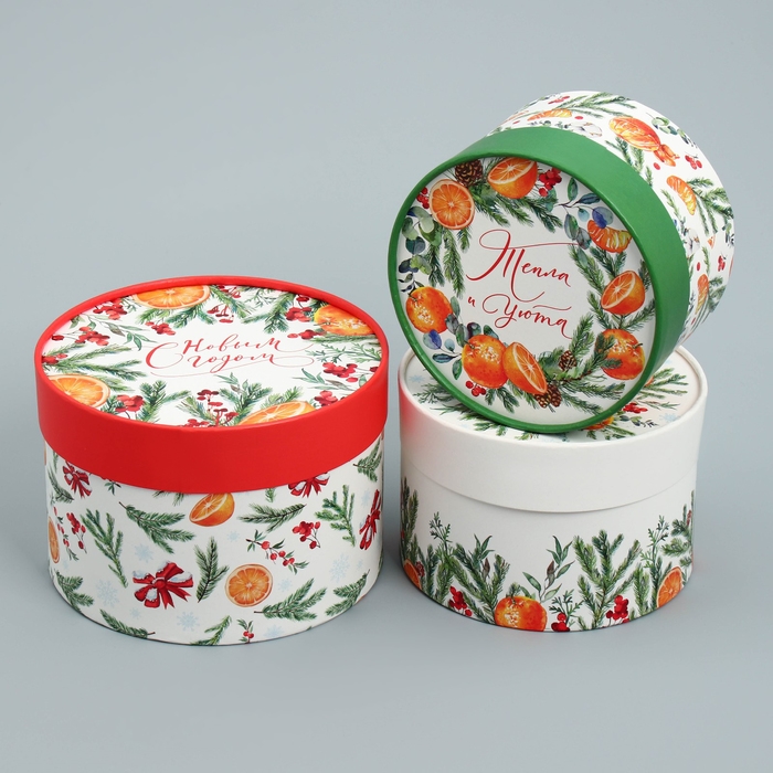Набор шляпных коробок 3 в 1 «Акварельный», 16 х 10, 14 х 9, 13 х 8.5 см, Новый год Набор шляпных коробок 3 в 1 «Акварельный», 16 х 10, 14 х 9, 13 х 8.5 см, Новый год