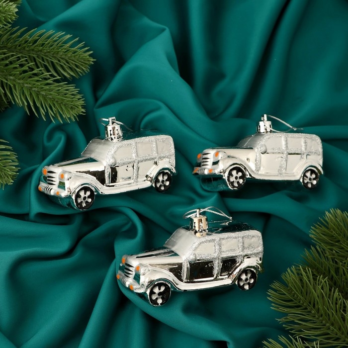 Набор украшений пластик 3 шт Набор украшений пластик 3 шт "Модельки" 9х3,5 см, серебро