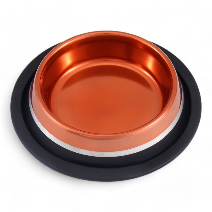 Миска с нескользящим основанием декоративная цветная, 230 мл, бронза с серебрянной полосой