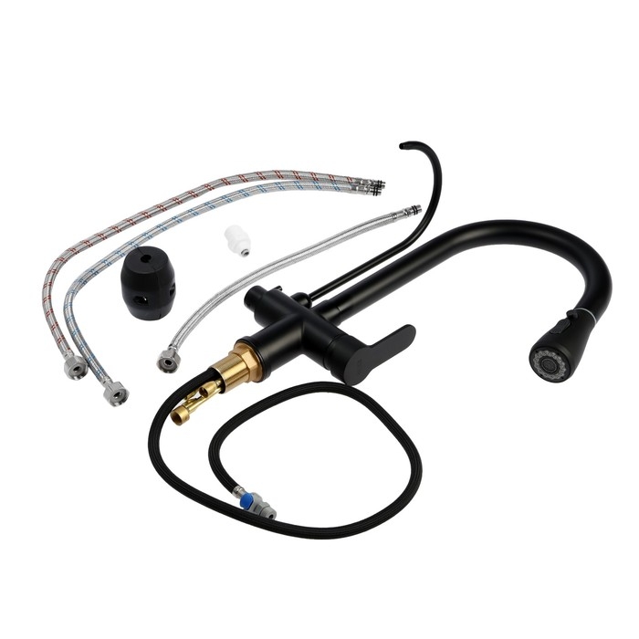 Смеситель для кухни ZEIN Z7212, кран для питьевой воды, с выдвижной лейкой, латунь, черный    924026 Смеситель для кухни ZEIN Z7212, кран для питьевой воды, с выдвижной лейкой, латунь, черный    924026