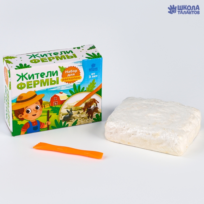 Набор археолога &laquo;Животные фермы&raquo;, серия с фигуркой-игрушкой животных, долото