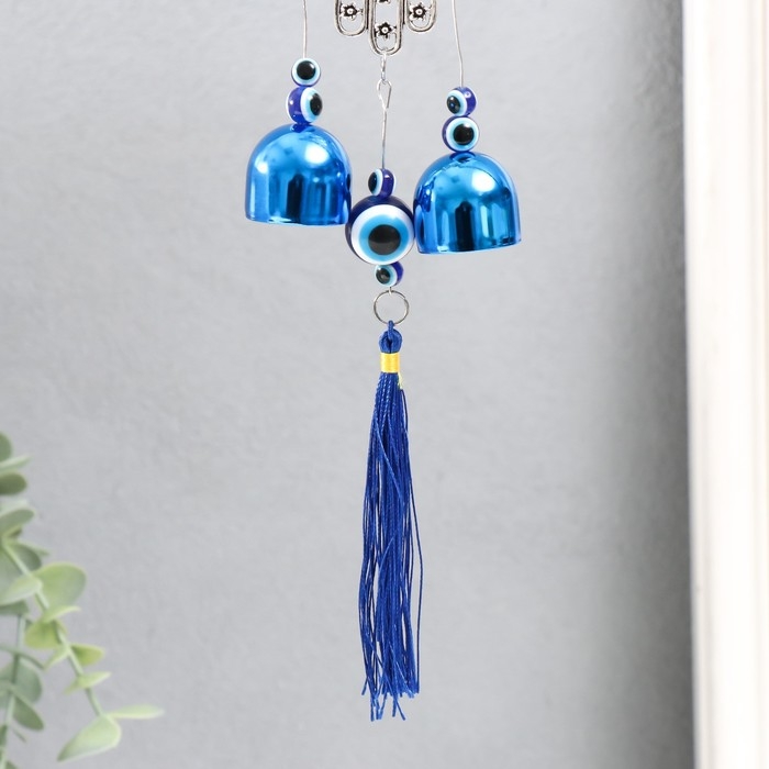 Музыка ветра металл Музыка ветра металл "Рука Фатимы" от сглаза с кисточкой 2 колокольчика 23 см