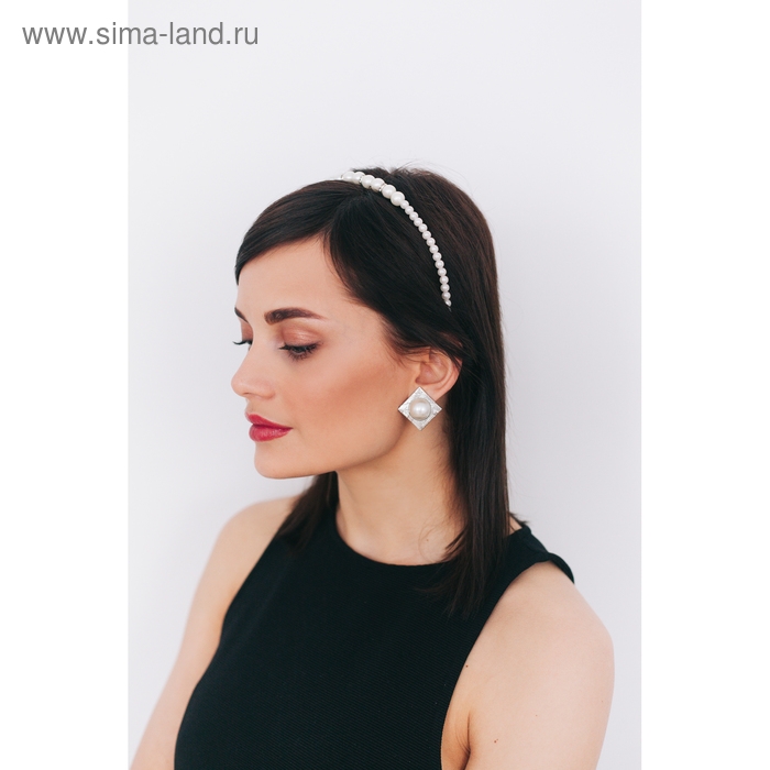 Ободок для волос Ободок для волос "Жемчужный рай" шарики и бусины, 0,6 см, белый