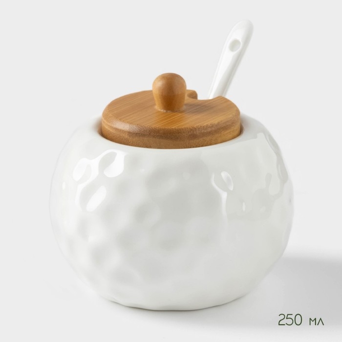 Банки для хранения сыпучих продуктов на деревянной подставке BellaTenero, 4 предмета: 2 банки 250 мл, 9,5×15 см, 2 ложки, керамические, цвет белый Банки для хранения сыпучих продуктов на деревянной подставке BellaTenero, 4 предмета: 2 банки 250 мл, 9,5×15 см, 2 ложки, керамические, цвет белый