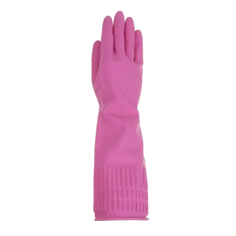 Перчатки с манжетой тм VETTA, размер L, 38см, пара 100г, латекс, розовый цвет