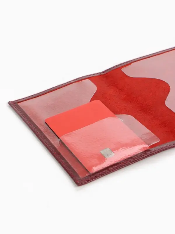 Обложка на военный билет из натуральной кожи, бордовая