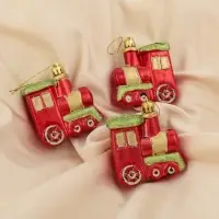 Ёлочные игрушки 3 шт. &laquo;Паровозик&raquo;, 6.5&times;6.5 см, красный