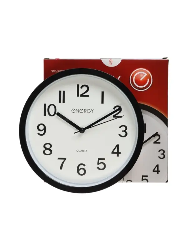 Часы настенные классические ENERGY ЕС-139, бесшумные, плавный ход, d=22 см, чёрные
