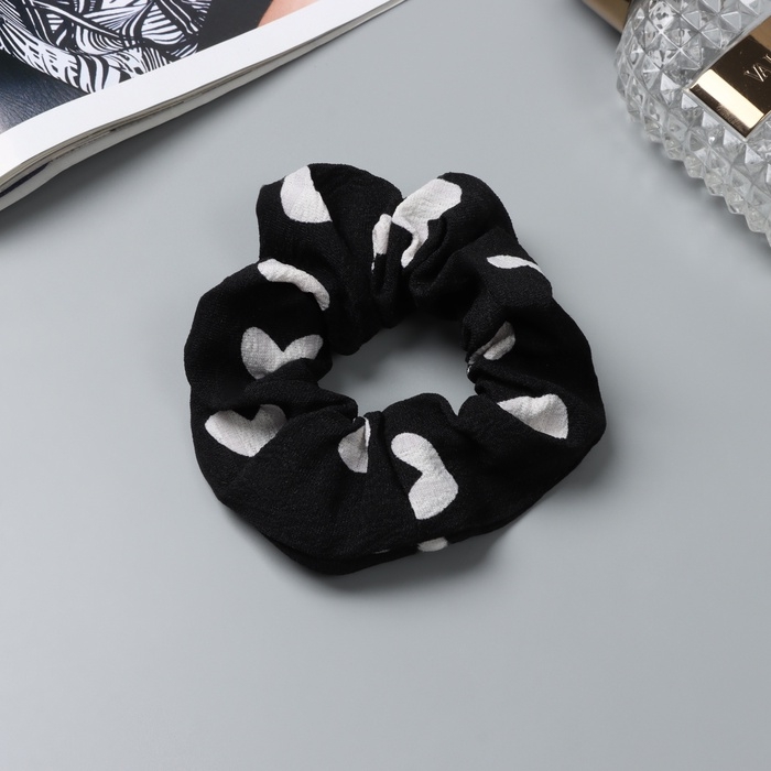 Резинка для волос Резинка для волос "Орбита" классик сердце, 10 см, бело-чёрный
