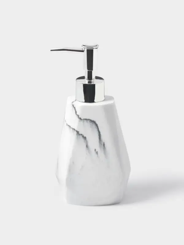 Аксессуары для ванной &laquo;Мрамор&raquo;, 4 предмета, дозатор 190 мл, мыльница, 2 стакана 290 мл, белые