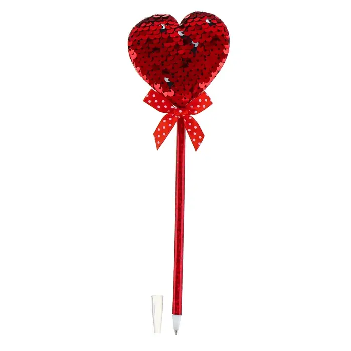 Ручка «Сердечки», с пайетками, синие чернила, МИКС Ручка «Сердечки», с пайетками, синие чернила, МИКС