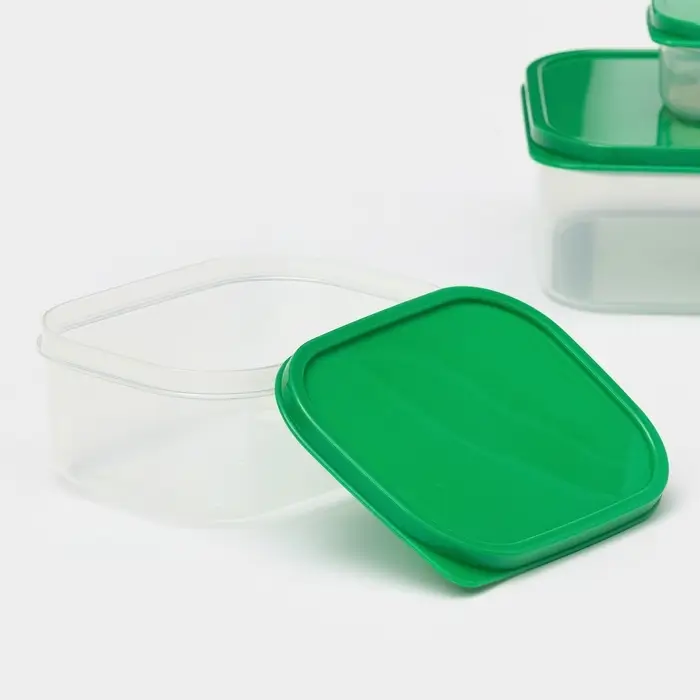 Набор контейнеров пищевых прямоугольных Доляна, 3 шт: 150 мл, 500 мл, 1,2 л, цвет зелёный Набор контейнеров пищевых прямоугольных Доляна, 3 шт: 150 мл, 500 мл, 1,2 л, цвет зелёный
