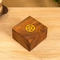 Шкатулка "Пентакль" 10х10х6 см, дерево шишам