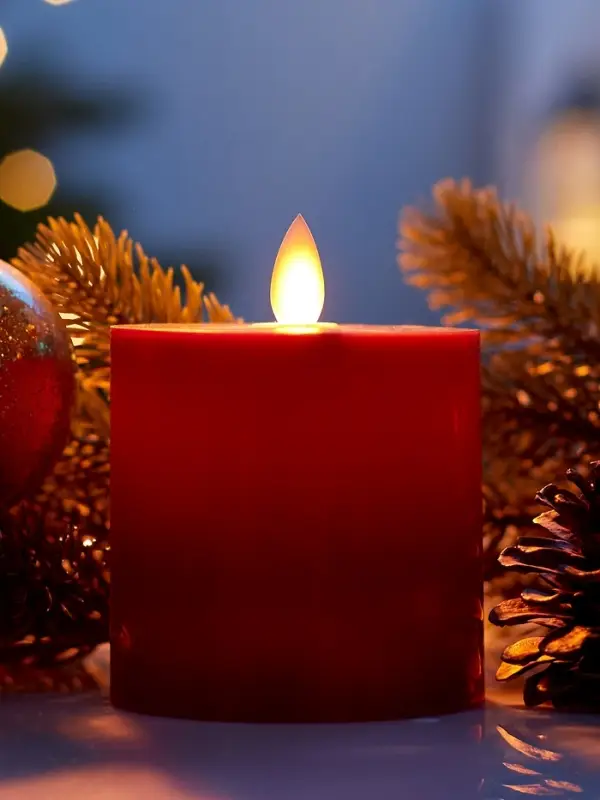 Светодиодная свеча восковая &laquo;Глубокий красный&raquo;, 10&times;7 см, от батареек АААx3, свечение тёплое белое