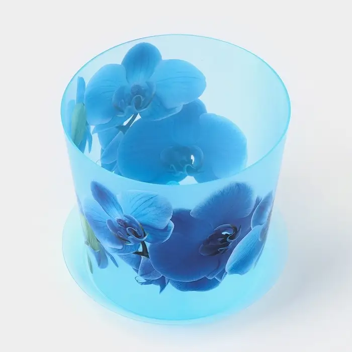 Горшок для орхидей с поддоном IDEA &laquo;Деко&raquo;, 1.2 л, пластиковый, голубой