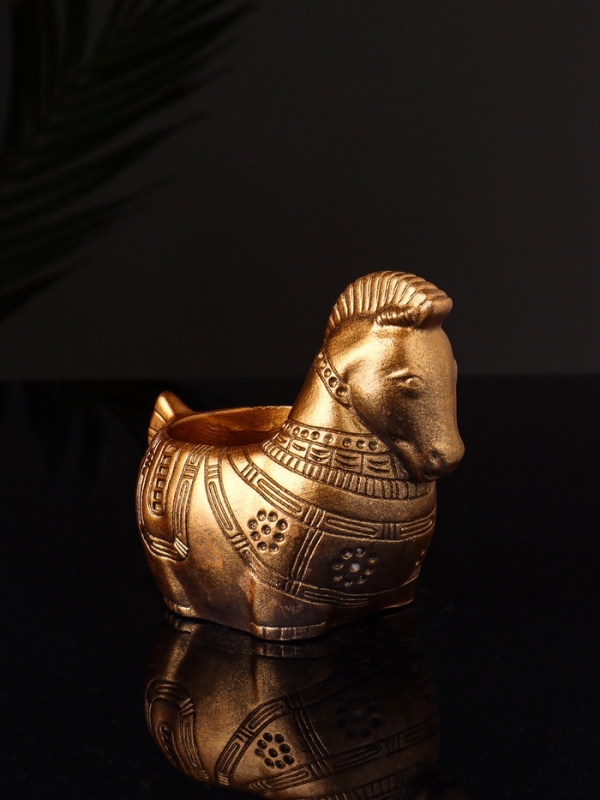 Кашпо Кашпо "Лошадка с орнаментом" 8х9х6 см, бронза