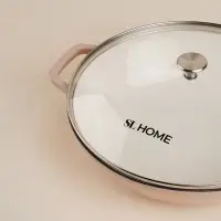 Сковорода-Вок SL Home, 3.1 л, d=31 см, h=8.5 см, с эмалированным покрытием, индукция, чугун, бежевая