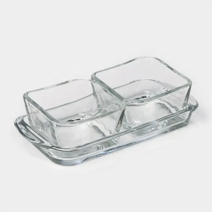 Менажница стеклянная составная BAROQUE, 15×7,5 см, 2+1 Менажница стеклянная составная BAROQUE, 15×7,5 см, 2+1